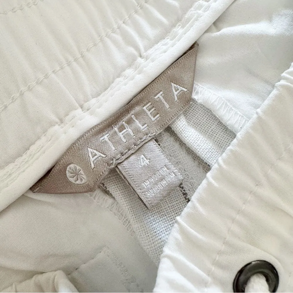 Athleta White and Grey Stripe Bali Linen Crop Pants - Image 7