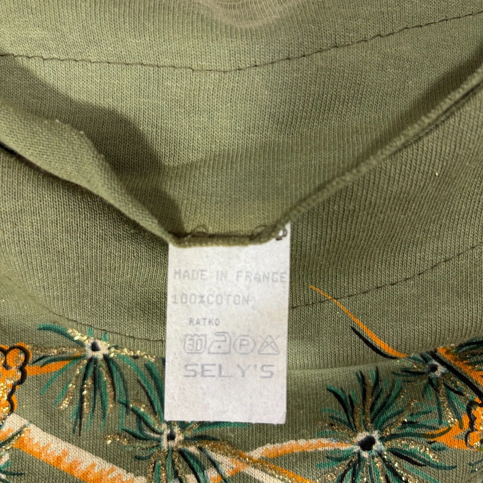 Vtg Sely's Wolf Shirt Womens L Olive Green 90's Grunge Naturecore Glitter Mystic Size L - Image 5