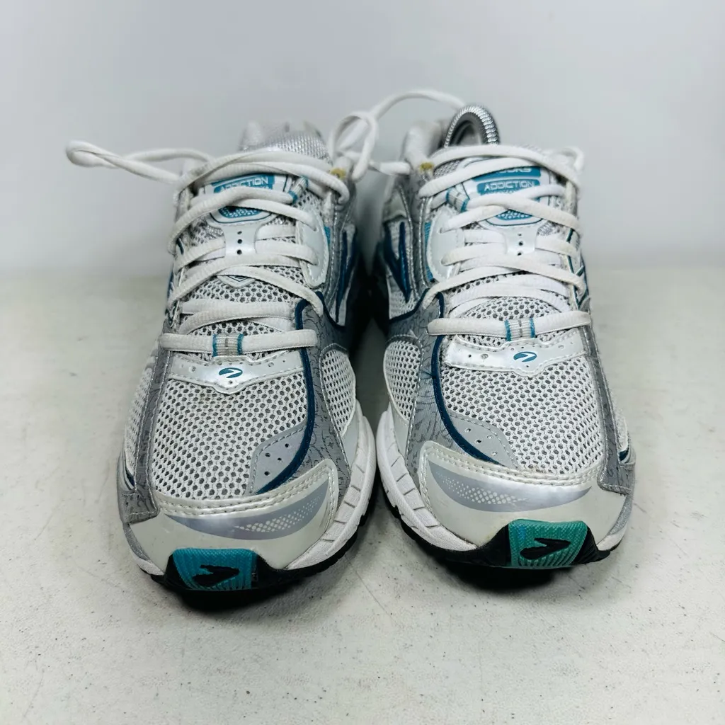 Brooks Addiction 10 White Gray Blue Running Shoes Sneakers Women's 8.5M Size 8.5 - Image 3
