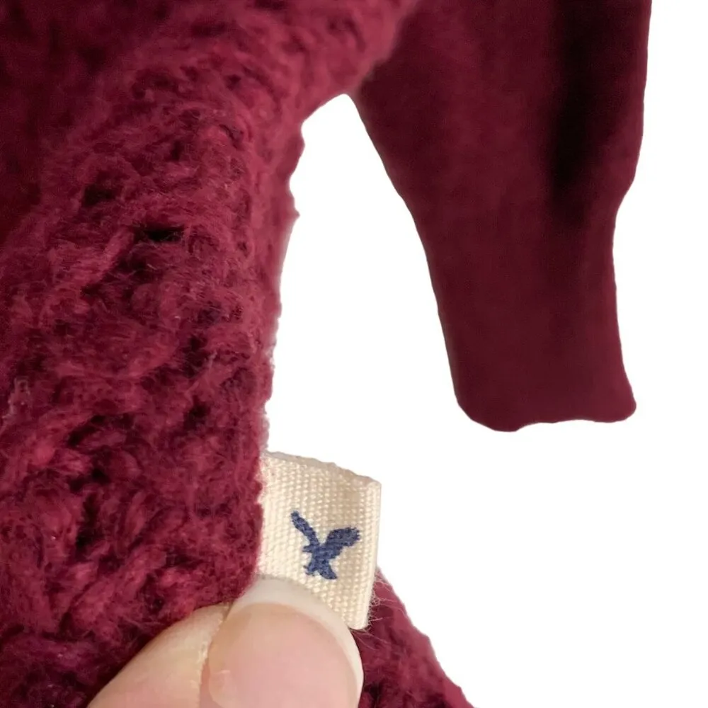 Crochet Cowl Neck Tunic Sweater Pullover Oversized Red Knit M American Eagle - Image 5