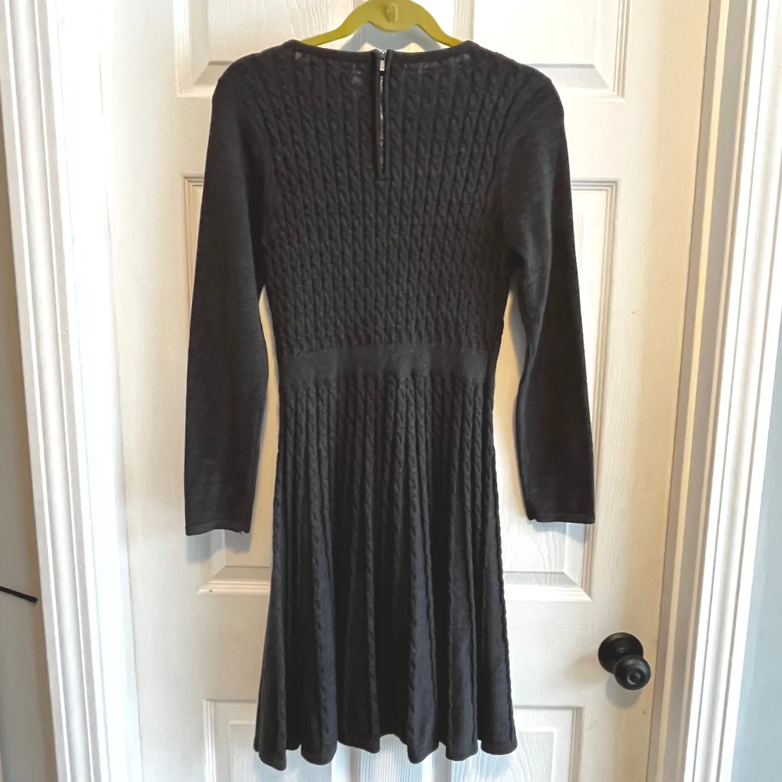 Calvin Klein Women's Charcoal Gray Cable Knit Sweater Dress Long Sleeve Zipper M - Image 14