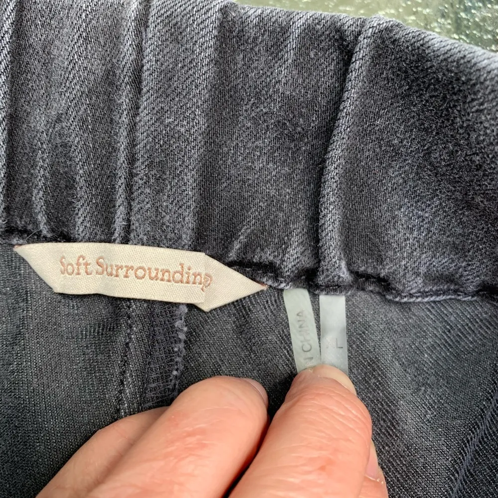 Soft Surroundings Metro Faded Black Pull On Mid Rise Denim Ankle Pants XL - Image 6