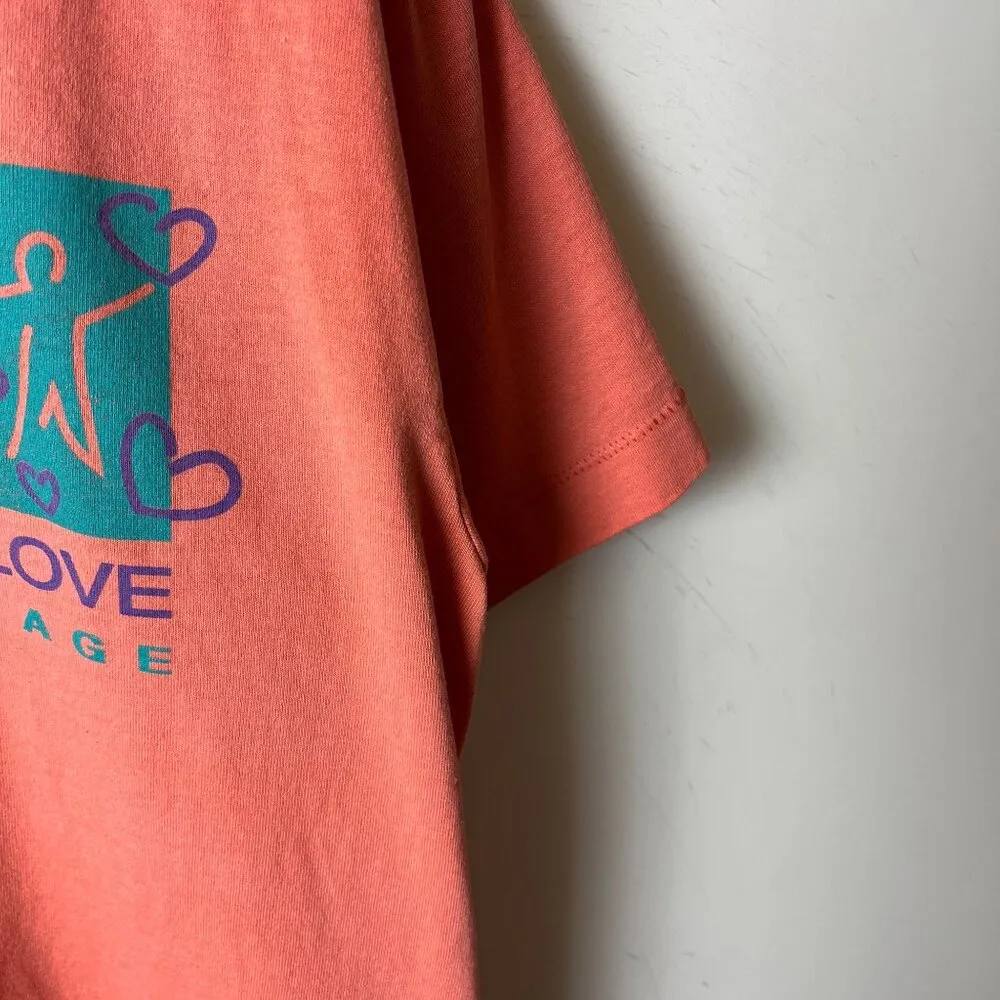 Touching Lives With Love T Shirt Vintage 90s Pink Medium M USA Single Stitch - Image 16