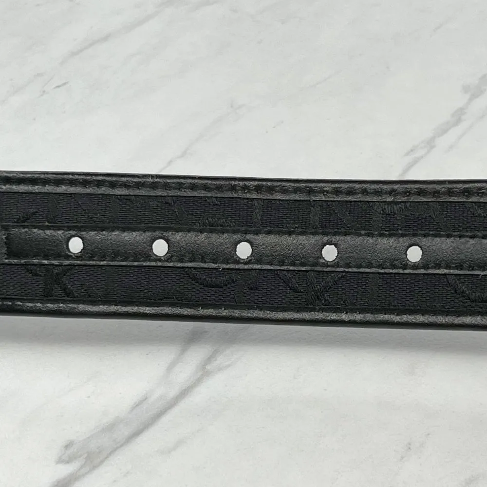 Calvin Klein  Wide Black CK Logo Genuine Leather Trim Belt Size XS 26 - Image 8