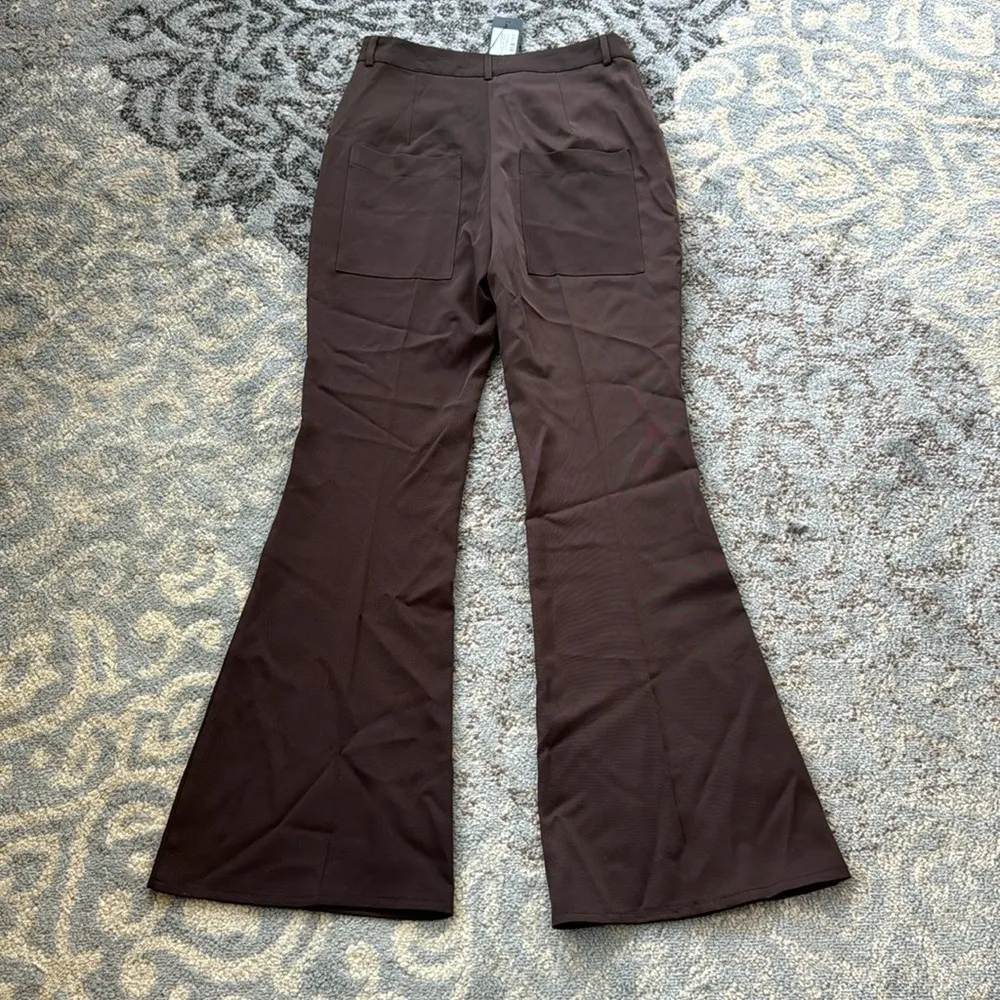 Nasty Gal Tailored High Waisted Flare Pants Chocolate 10 - Image 5