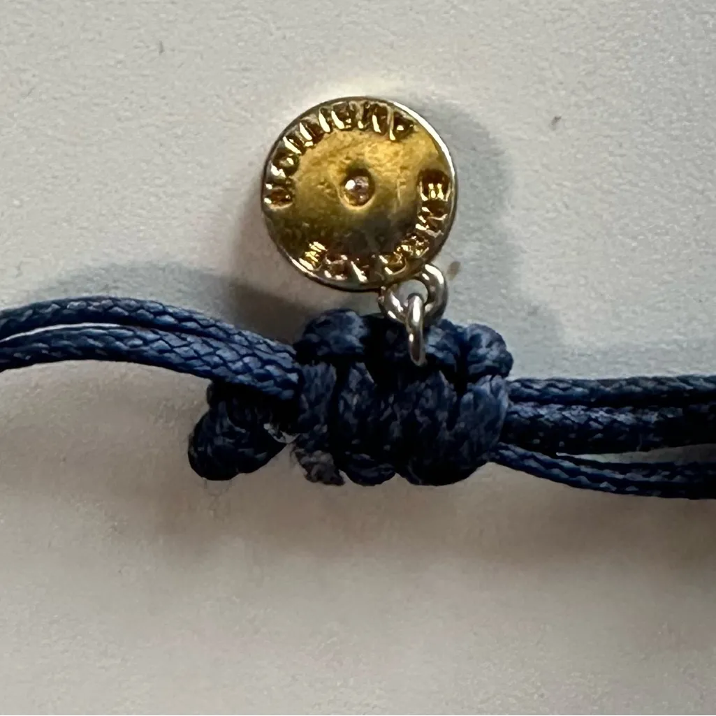 Tory Burch String Bracelet Gold and Blue - Image 3