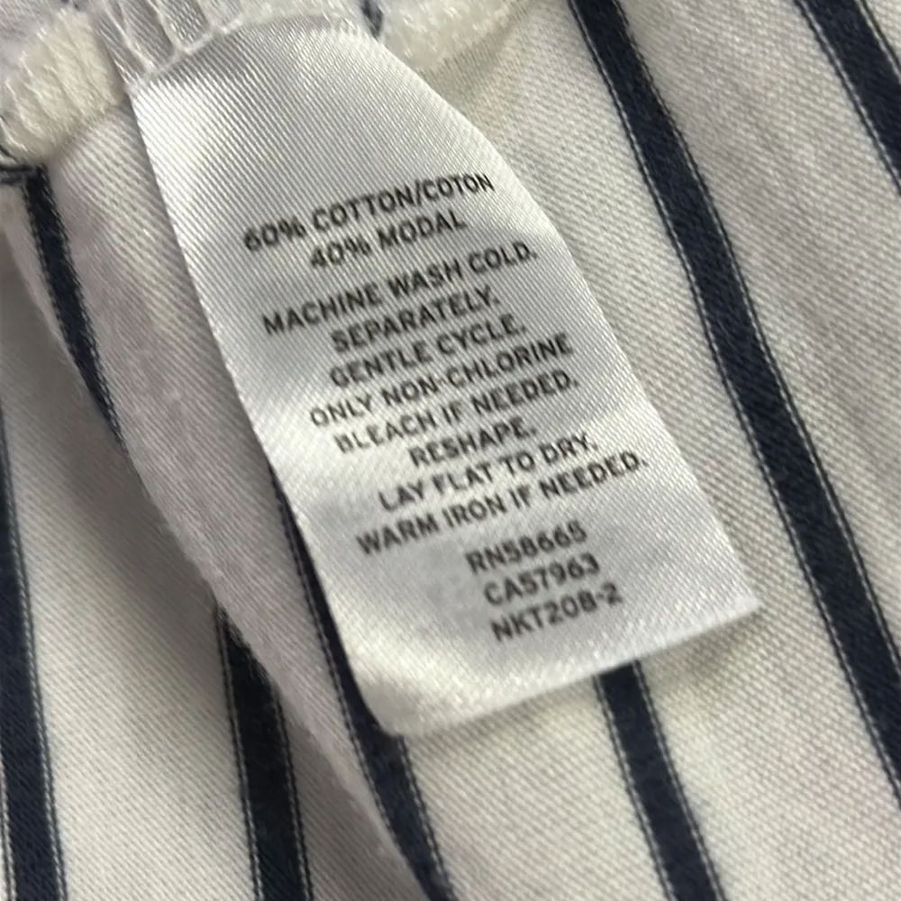 14th & Union White and Black Striped Ruffle Half Sleeve Tee Shirt Top Petite M - Image 11