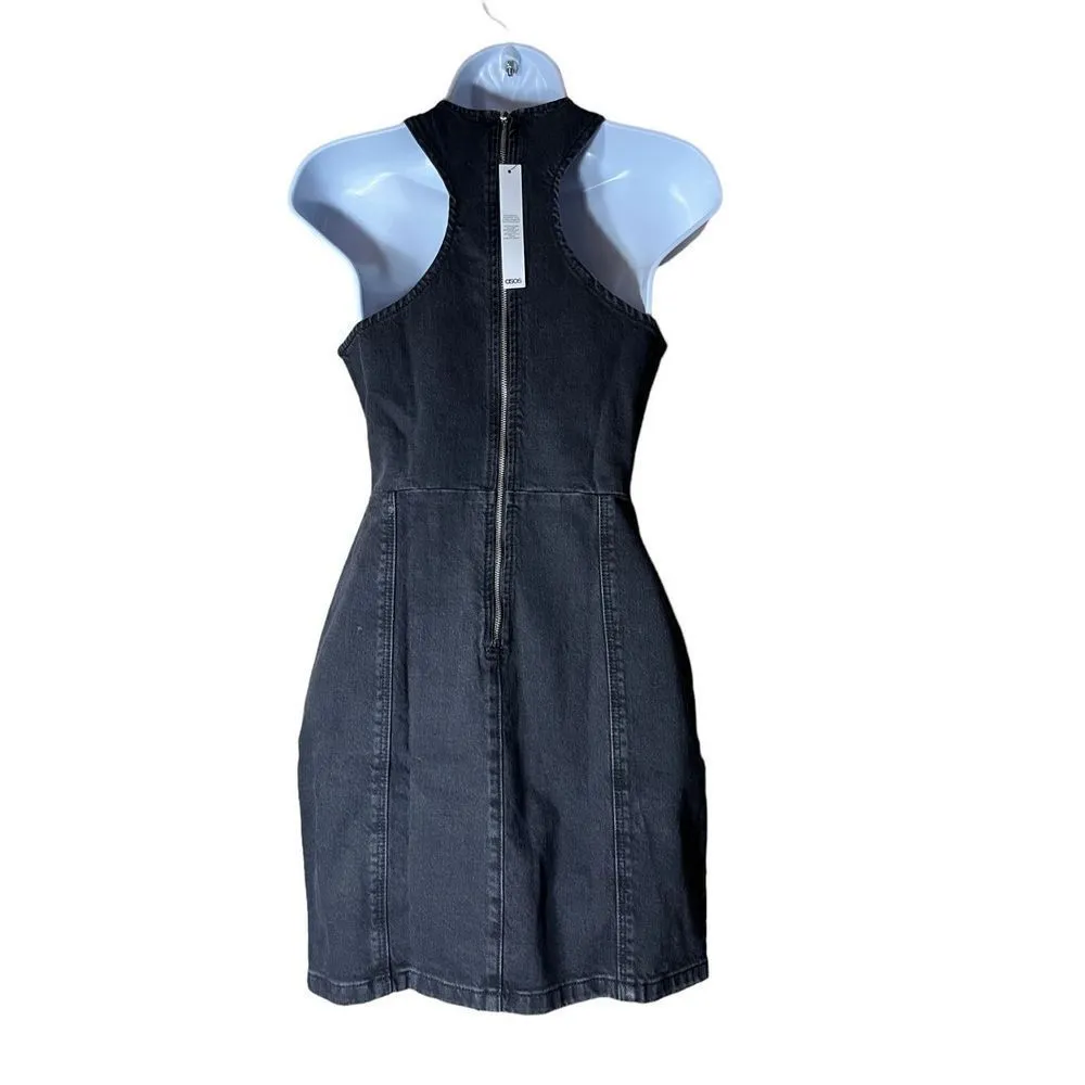 ASOS Denim Racer Dress In Washed Black 0‎ - Image 4
