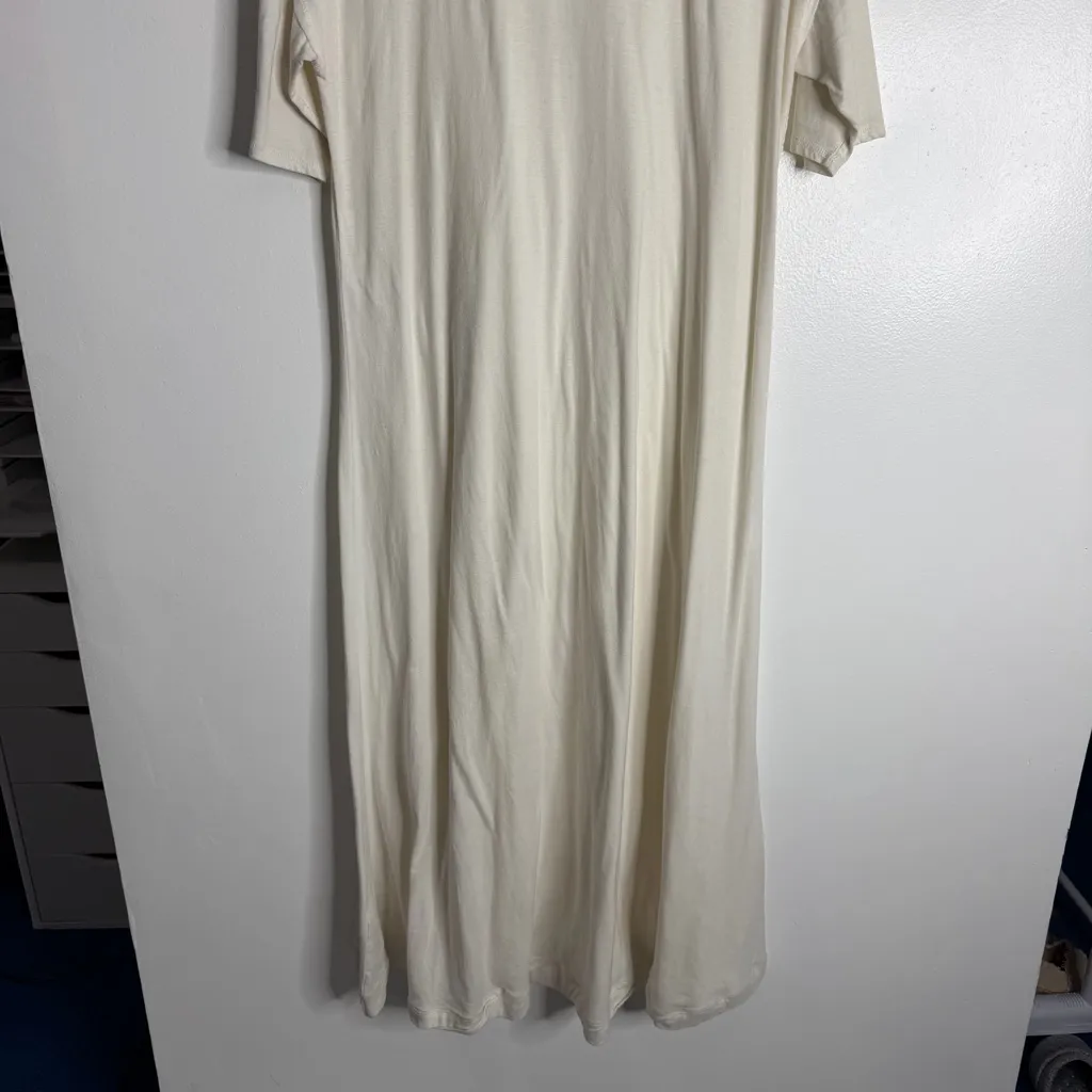 FP Beach Carter Slouchy V-Neck Dress Off-White Short Sleeve Resort Coverup Med - Image 5