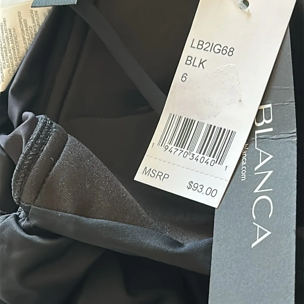 LA BLANCA Island Goddess Over The Shoulder Swimsuit Tankini Top Black Size 6 NWT - Image 4