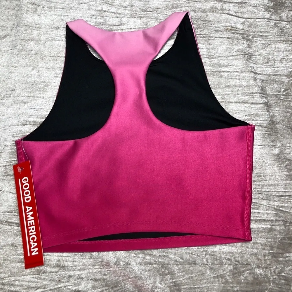 GOOD AMERICAN GA Sports Bra Ombré Pink Racerback size  1  Small Cropped Barbie - Image 7