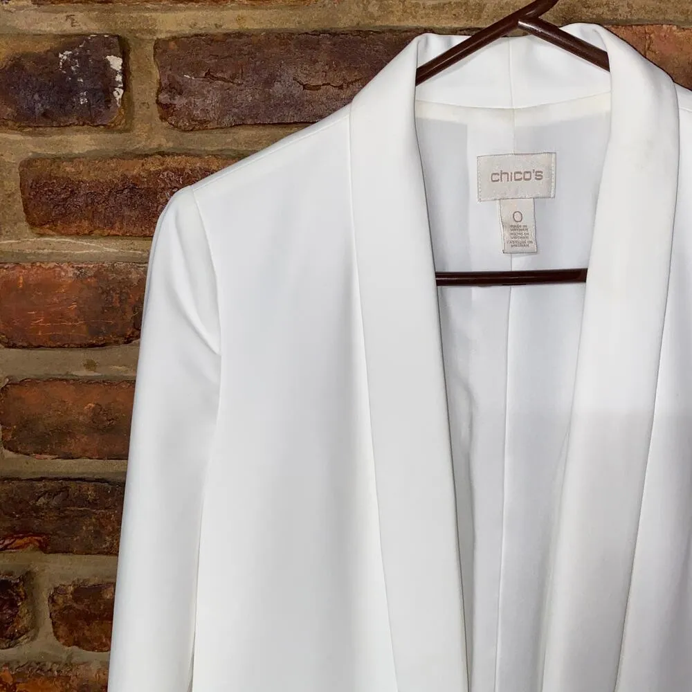 Chico's White Open Front Blazer Jacket Women's Size 0 4 Small - Image 2