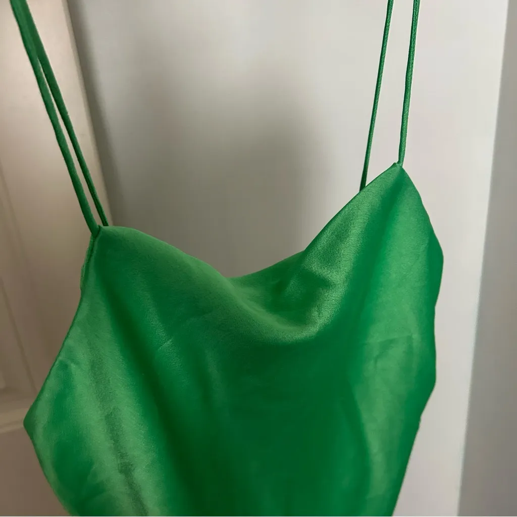 Alice + Olivia Green Satin Cami Top - Image 3