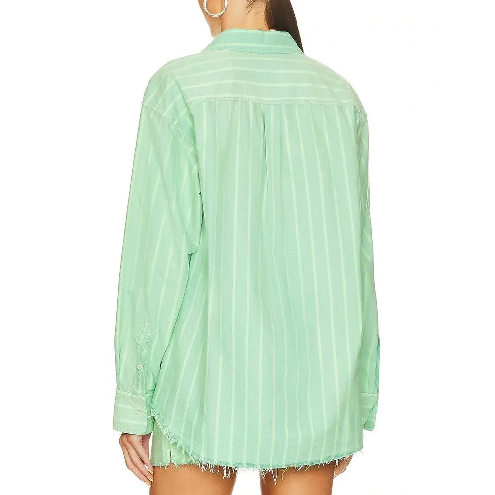 T by Alexander Wang Boyfriend Shirt with Undone Hem Spring Bud Women's Size L Green Size L - Image 2