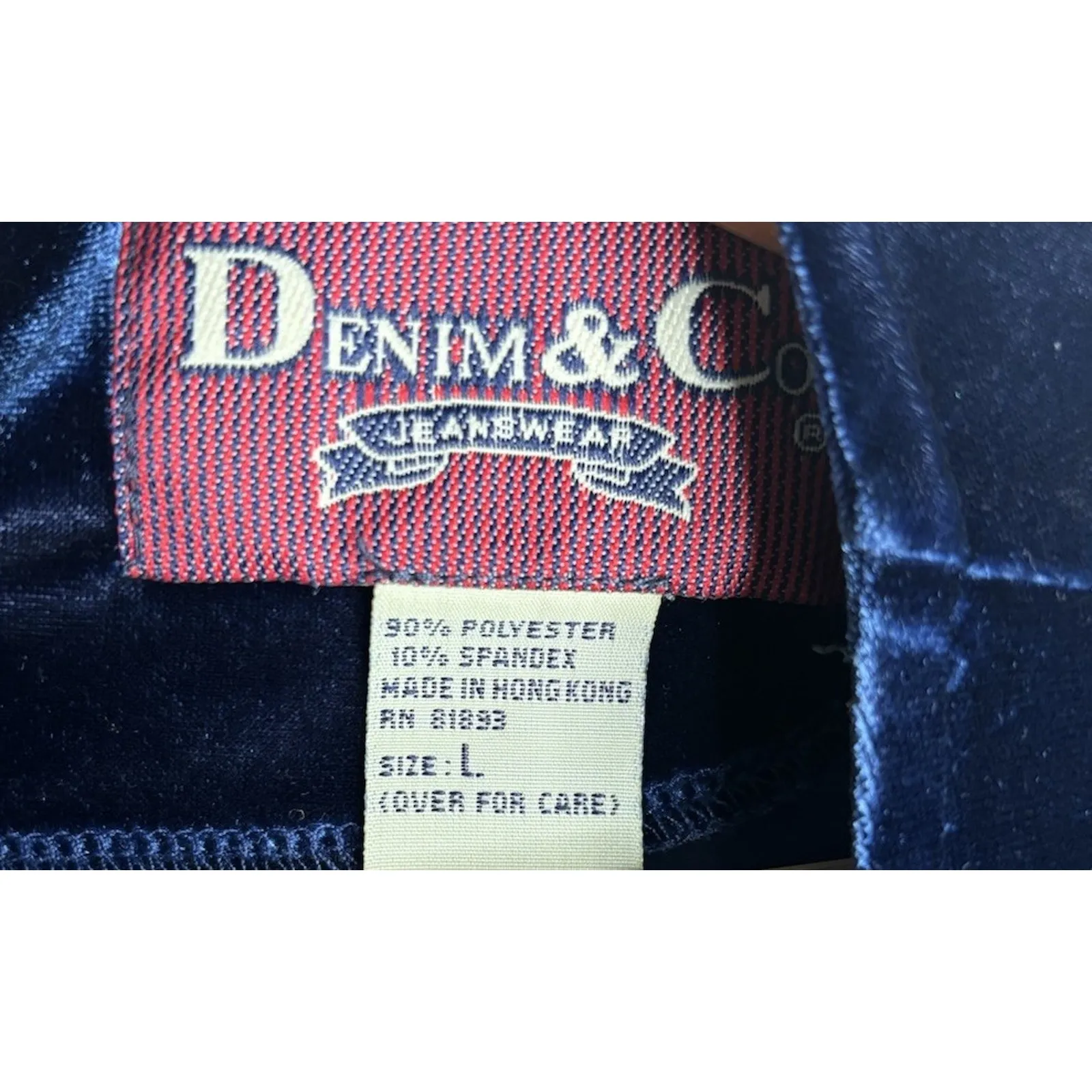 Denim & Co Velvet Tunic Size Large Blue Vintage Fall Winter Long Sleeves 90s - Image 5