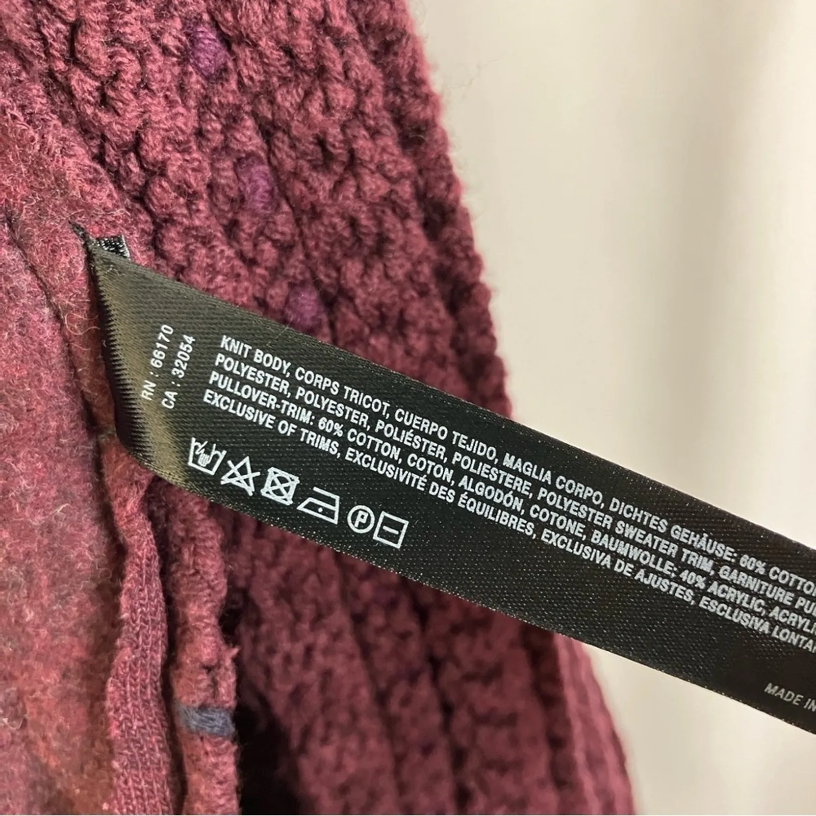 Saturday Sunday | Maroon Open Front Knit Fleece Cardigan Sweater Cotton Blend XS - Image 4