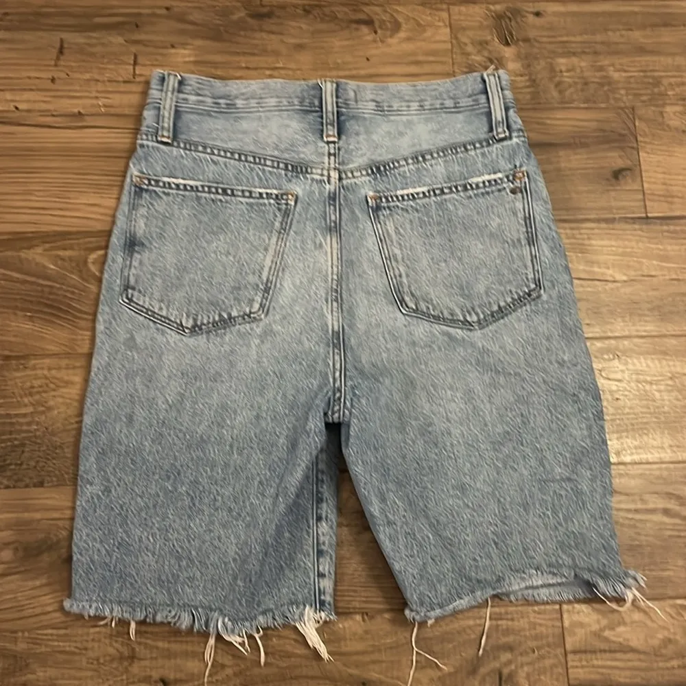 High-Rise Long Denim Shorts in Brightwater Wash - Image 6