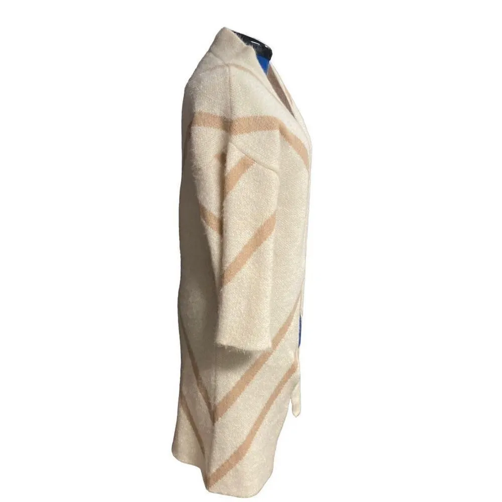 STEVE MADDEN Women’s Long Cardigan Sweater Shrug Size OSFM‎ Cream & Tan - Image 3