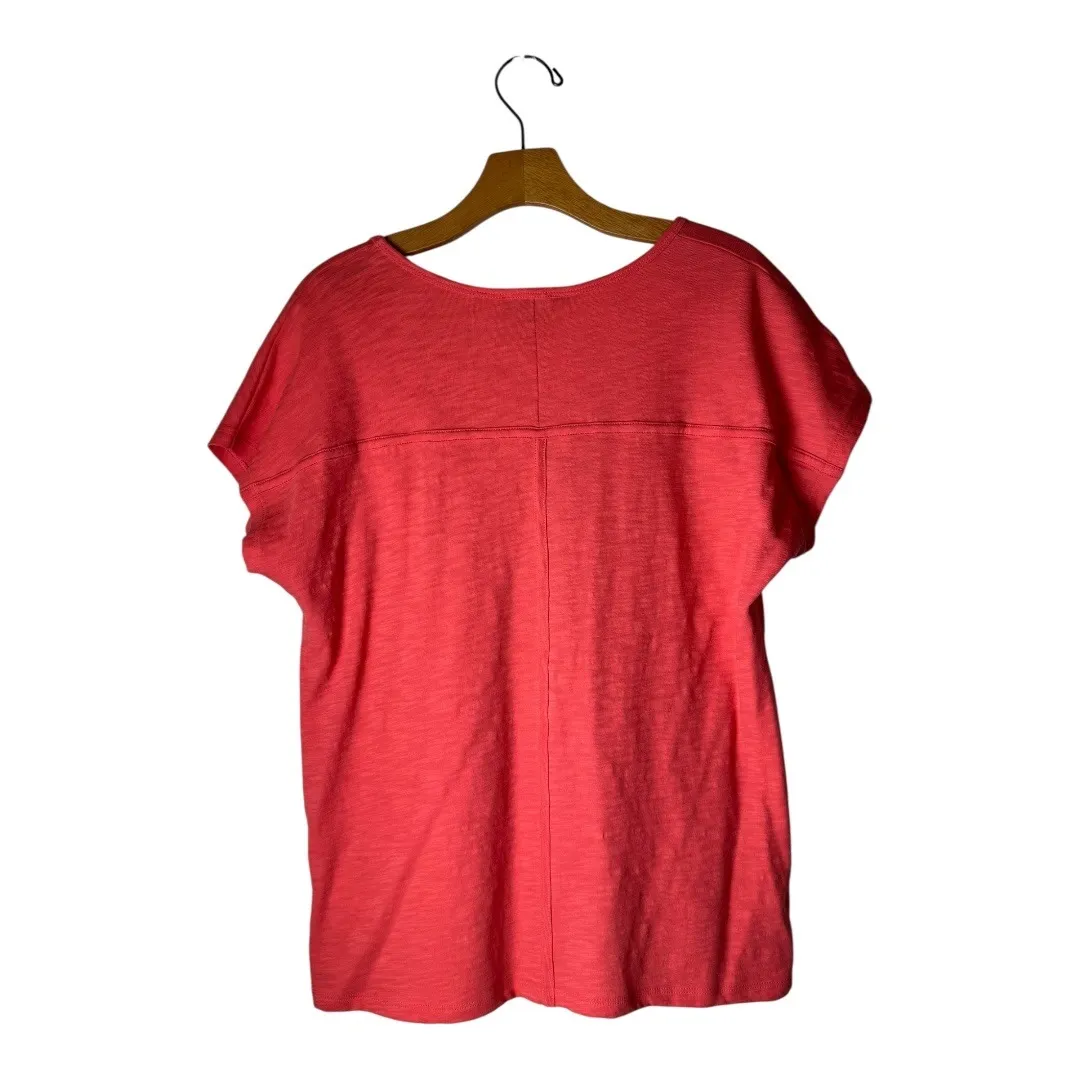 Lilla P Shirt Women Small Pink Cotton V Neck Short Sleeve Tee Athleisure Casual‎ - Image 2