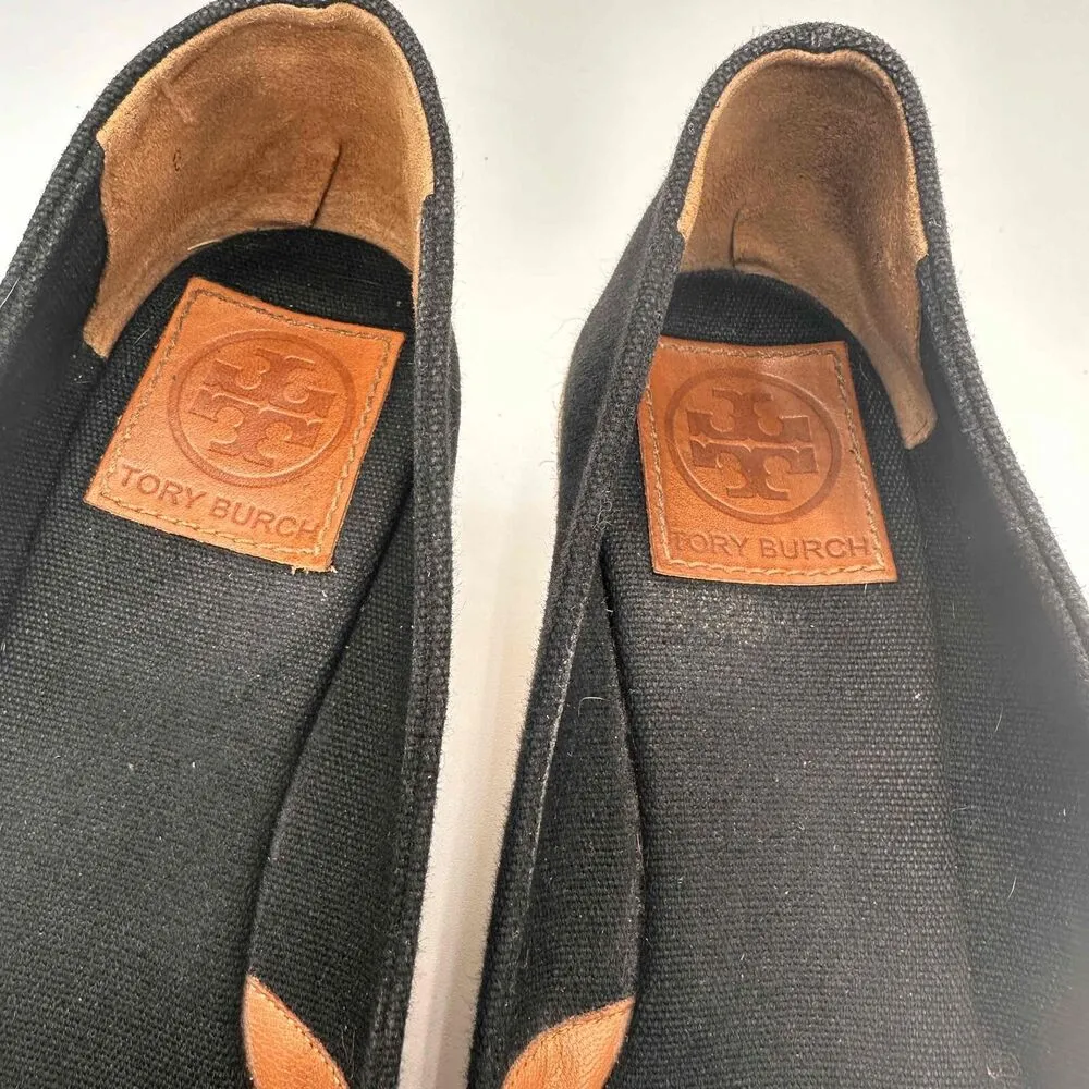 Tory Burch Black Filipa Open Toe Espadrille Wedges Shoes Size 38 / 8 - Image 6