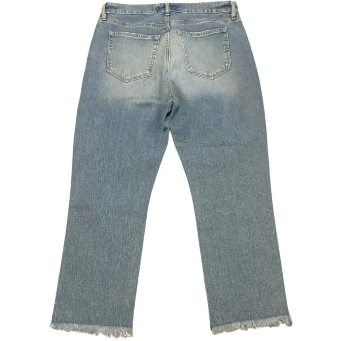 Loft Straight Crop Distressed Jeans Vintage Wash – Size 6 Petite Frayed Hem - Image 8