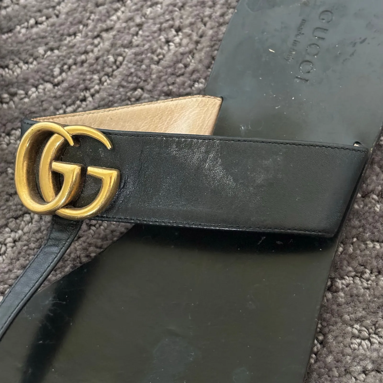 Gucci Marmont GG Thong Sandals Black Slip On Flip Flop Flat Size EU 39 US 9 - Image 7