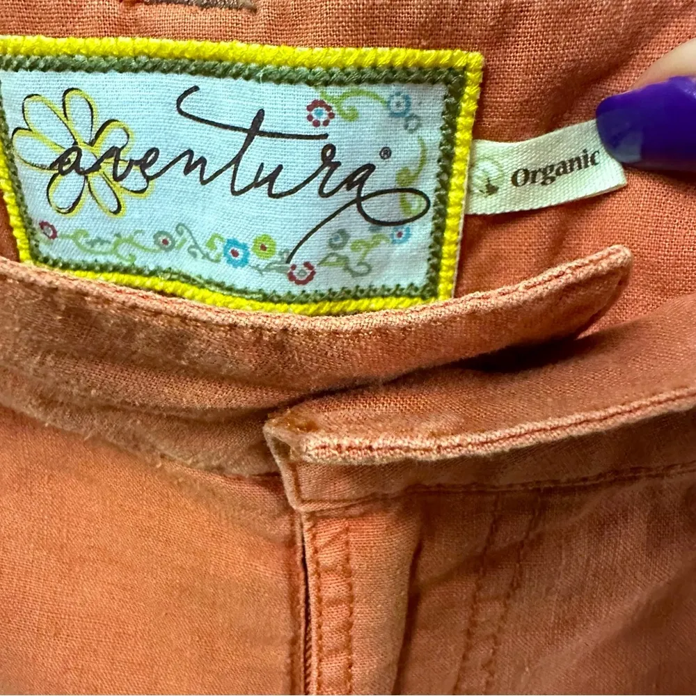 Aventura Organic Cotton Mid Rise Tie Belted Orange Button Pocket Shorts Womens 8 - Image 11