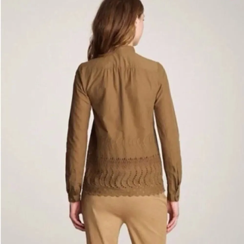 J. Crew Delaney Eyelet-Trim Shirt Spiced Olive Green - Image 3