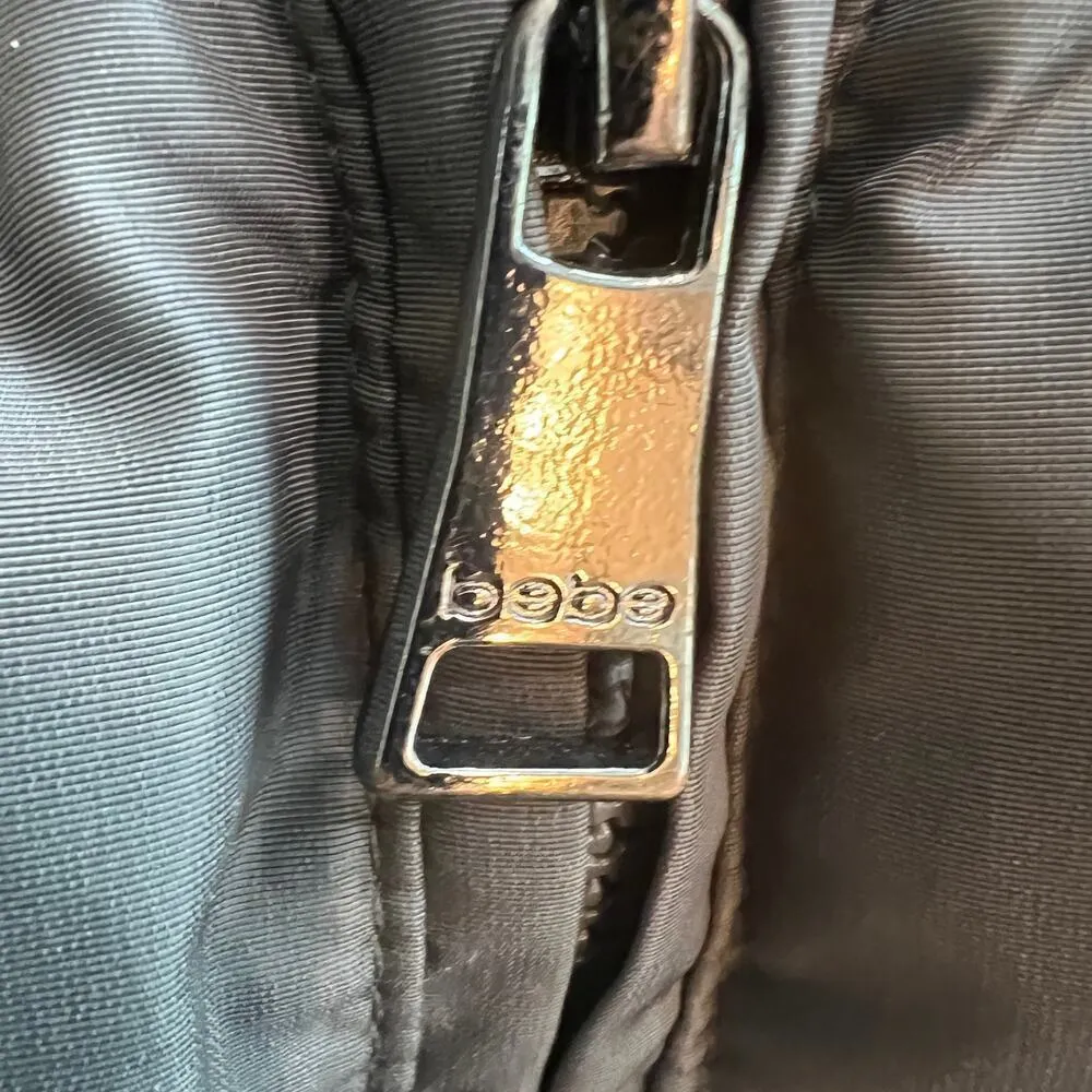 Bebe Pewter Silver Heavy Long Winter Puffer Coat Faux Fur Detach Hood Size XL - Image 7