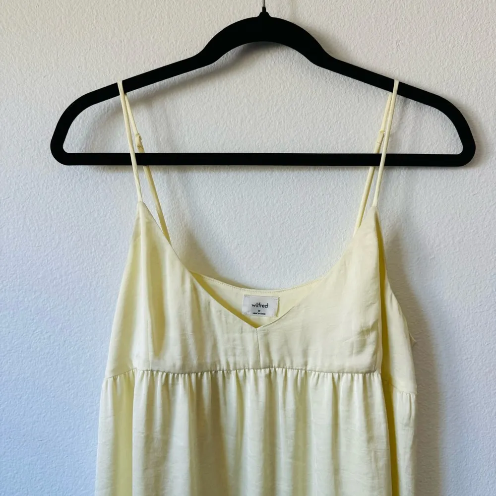 Aritzia  Wilfred Mini Lover Dress Satin Babydoll Palest Yellow - Image 5