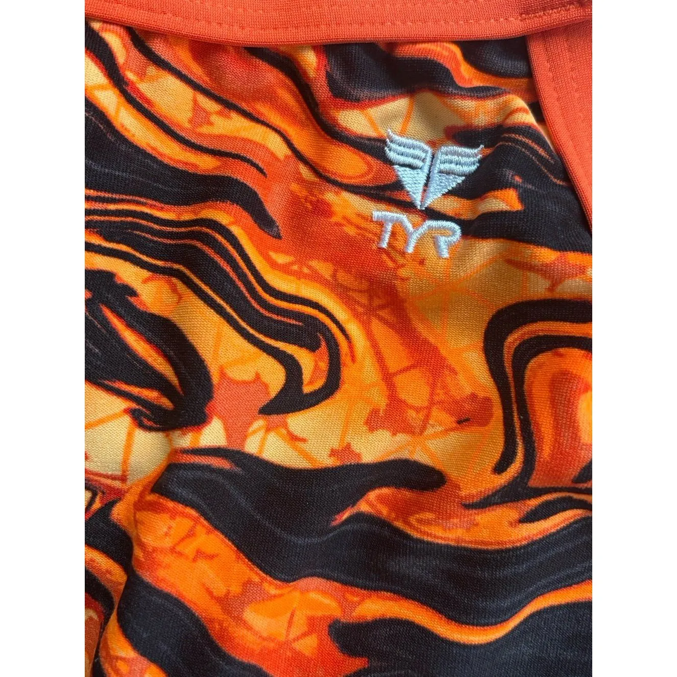 Womens 32 TYR Miramar Cutoutfit One Piece Swimsuit Black/Orange Durafast Orange - Image 7