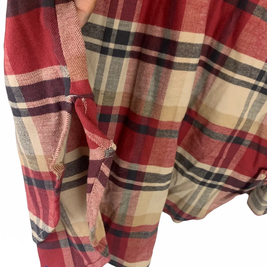 Columbia plaid flannel hoodie drawstring long sleeve shirt women’s plus Size 1X - Image 5