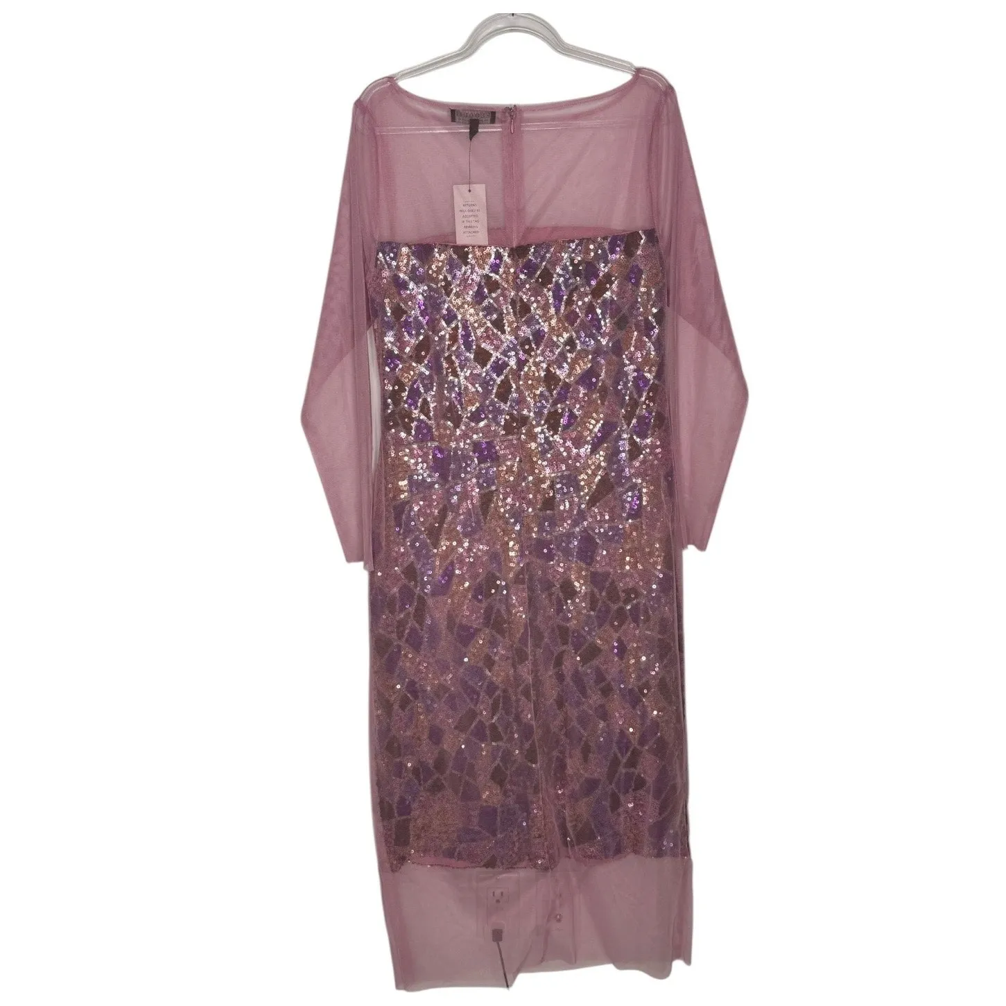 Eloquii 2010s Lavender Purple Sequin Mesh Overlay Cocktail Dress NWT Size 16 - Image 8
