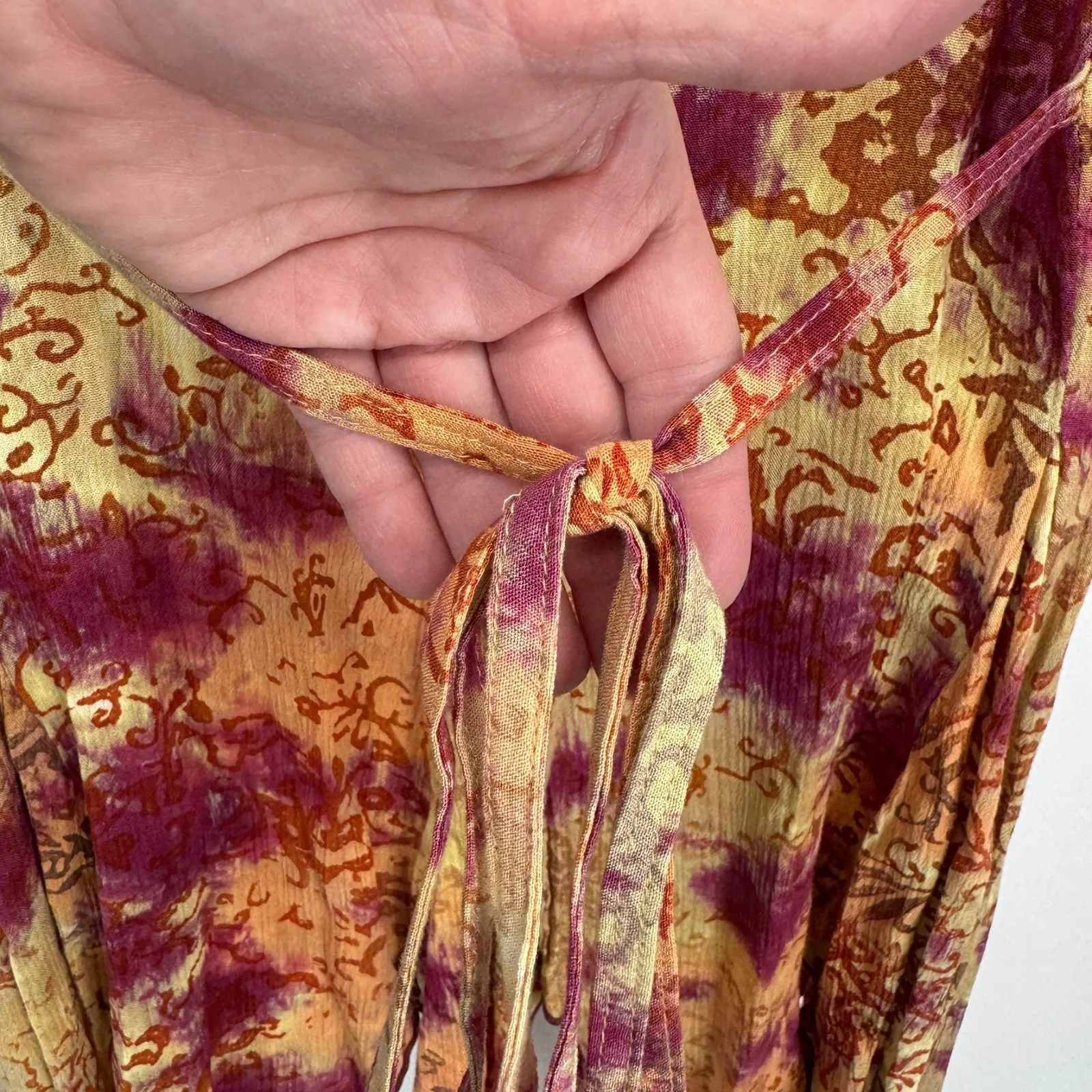 Mystery Design Dress Womens Small Pink Tan Tie Dye Fairy Pixie Boho Festival - Image 10