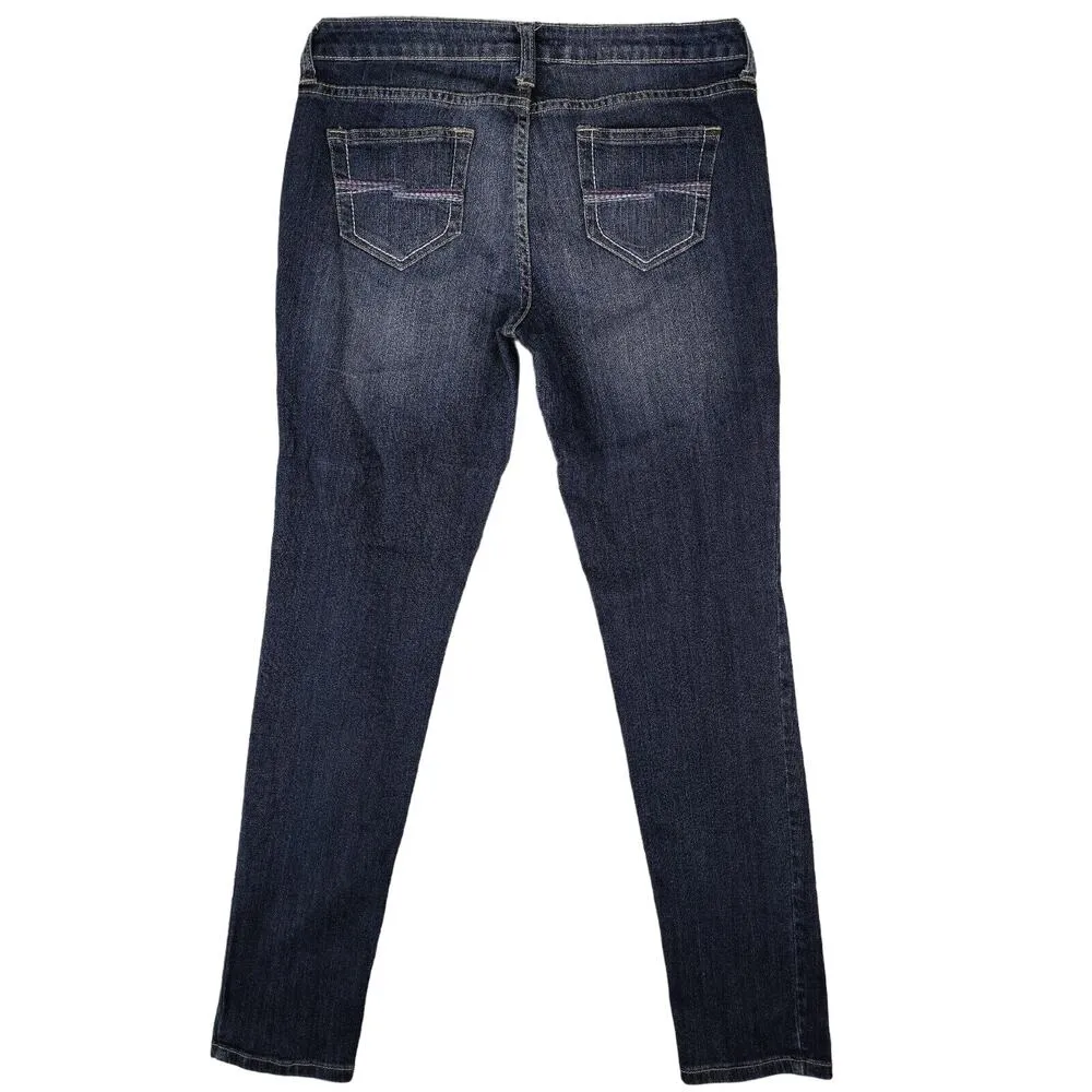 Arizona Jeans Womens Juniors 11 Curvy Skinny Mid Rise Dark Wash Stretch Denim - Image 2