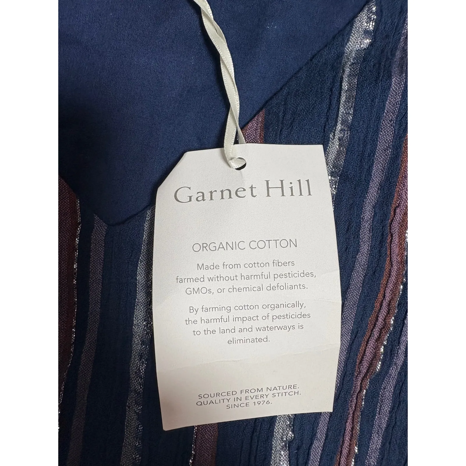 Garnet‎ Hill NWT Lola Shimmering Organic Striped V Neck Flutter Sleeve Dress XL - Image 9