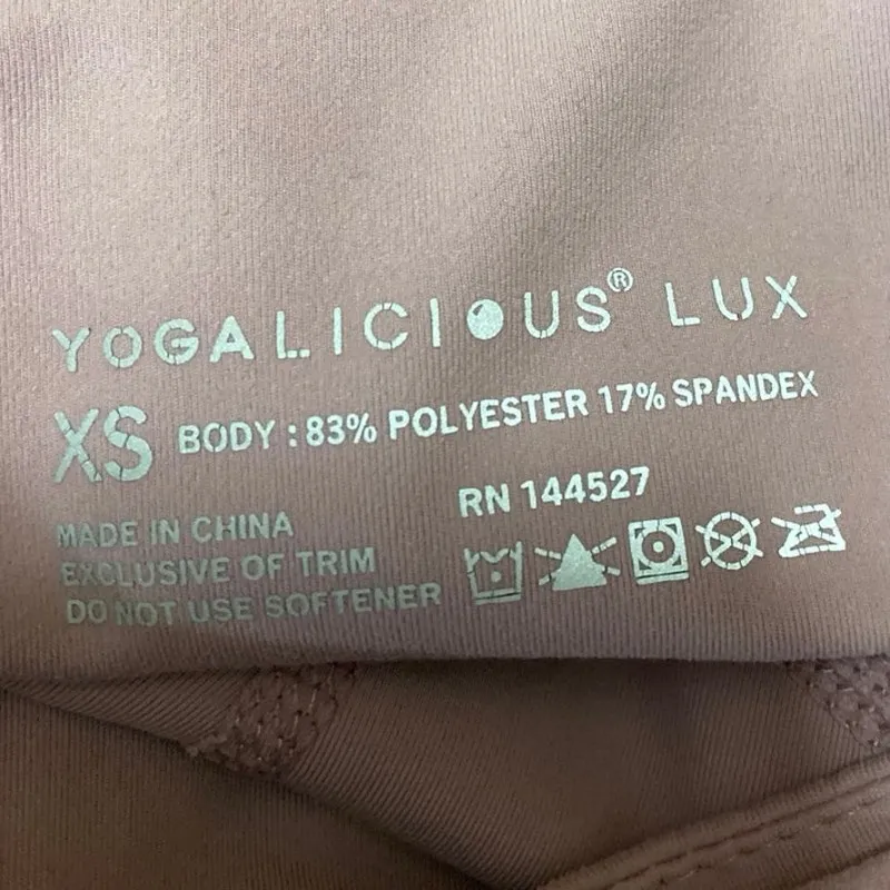 Yogalicious Lux Pink Mid Rise Pocket Yoga Workout Athletic Leggings Pants Sz XS - Image 4