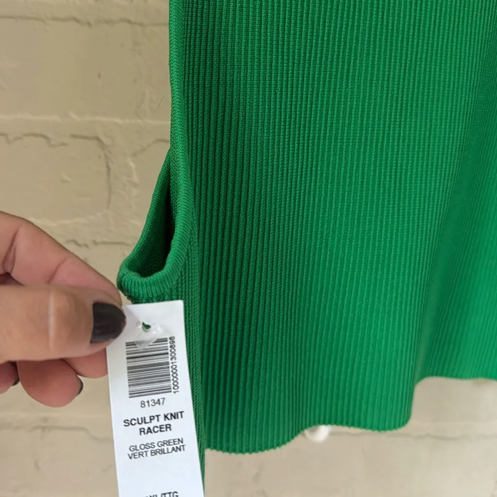 Babaton sculpt knit racer back ribbed stretch NEW gloss green 2xl cropped - Image 4