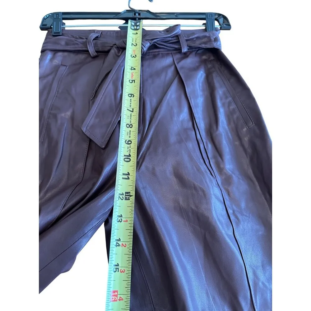 Blank NYC Womens Faux Leather Pants With Tie Belt Dark burgundy Size 25 - Image 9