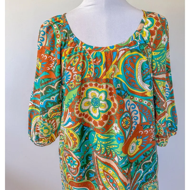 Tibi Silk and Cotton Retro Style Paisley Print Dress - Image 2
