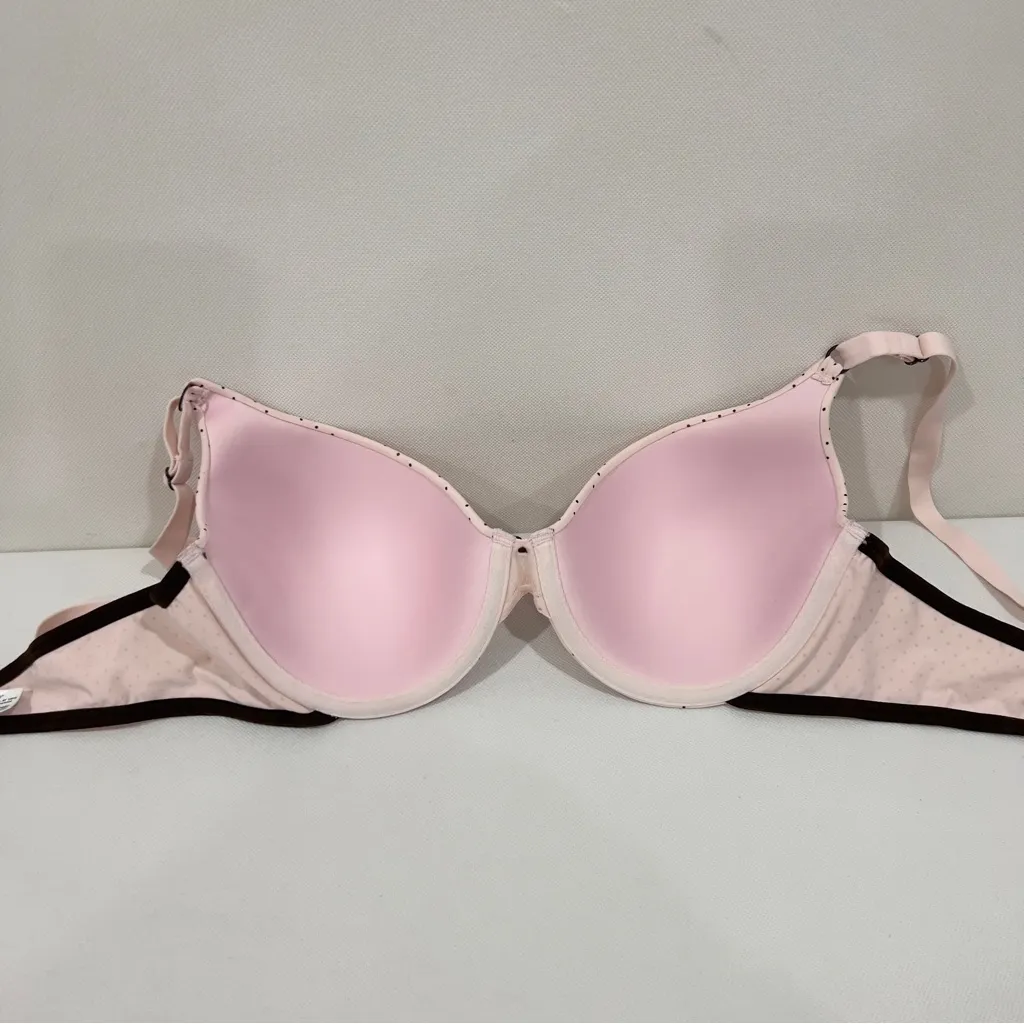 Maidenform Light Pink Brown Polka Dot Bra Underwire Adjustable Straps - Image 5