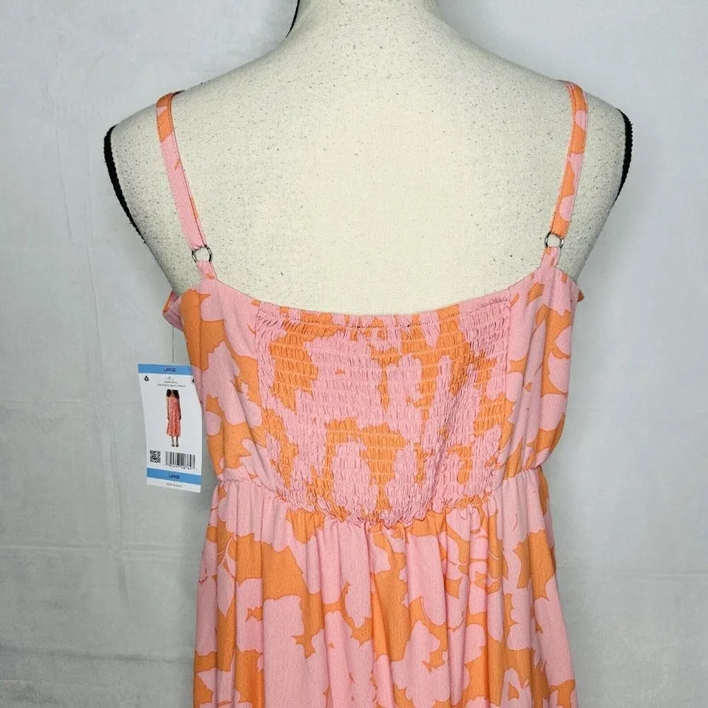 Social Standard by Sanctuary Smocked Back Dress Melon Floral Size L NWT - Image 7