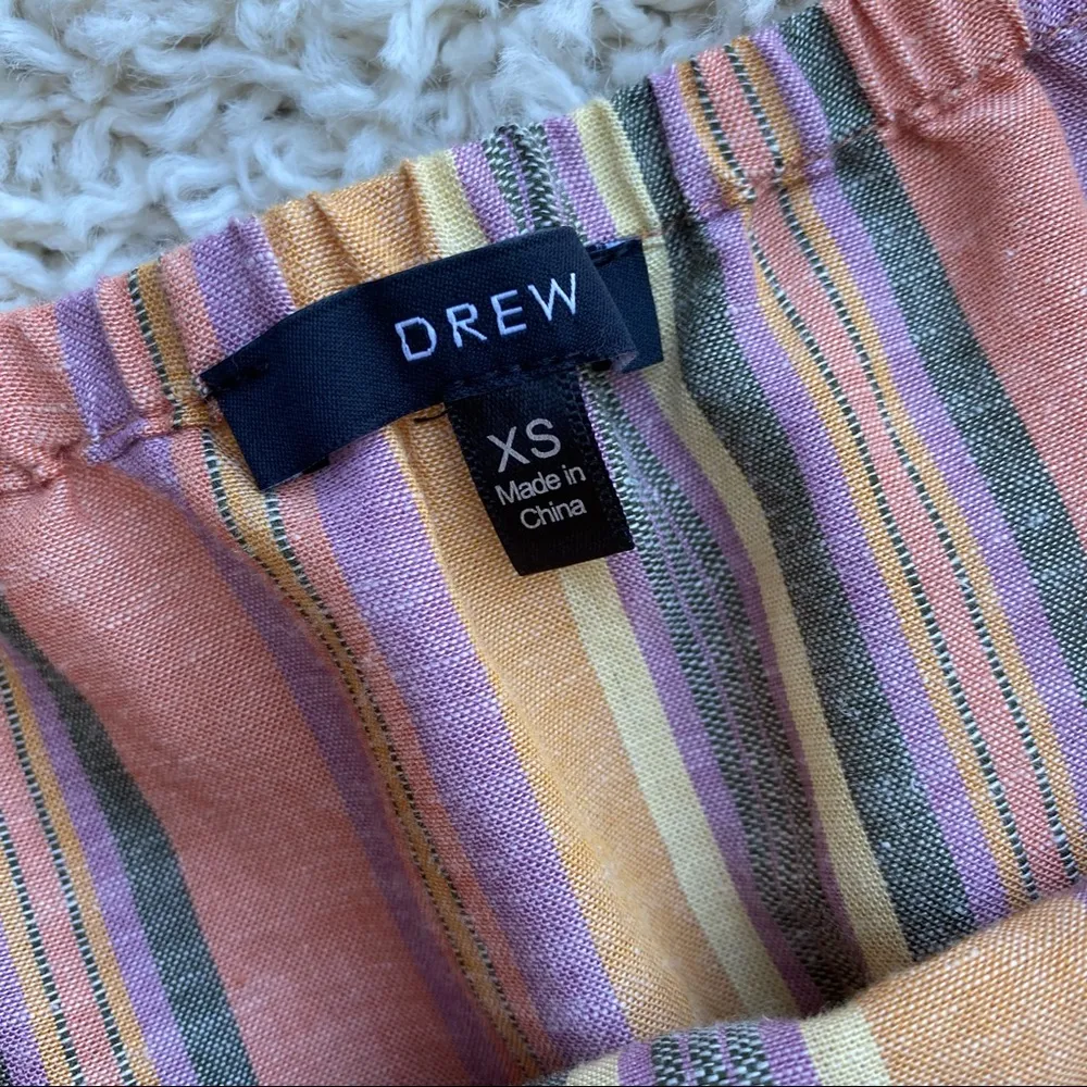 Drew Colorful Open Leg Wide Leg Bohemian Stripe Linen Jumpsuit - Image 3