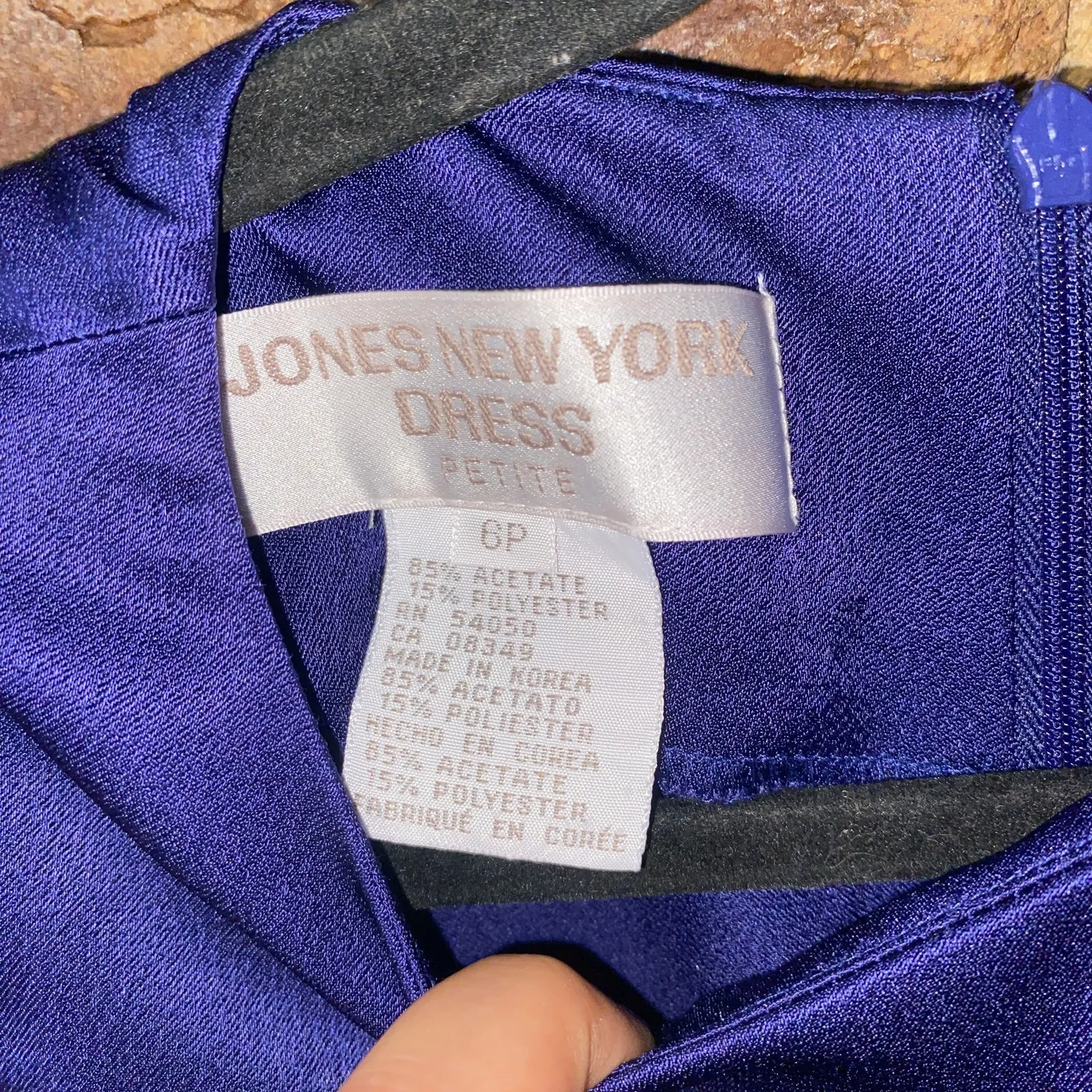 Jones New York Vintage 90s Blue Sleeveless Satin Midi Slip Dress Women's Size 6P - Image 4