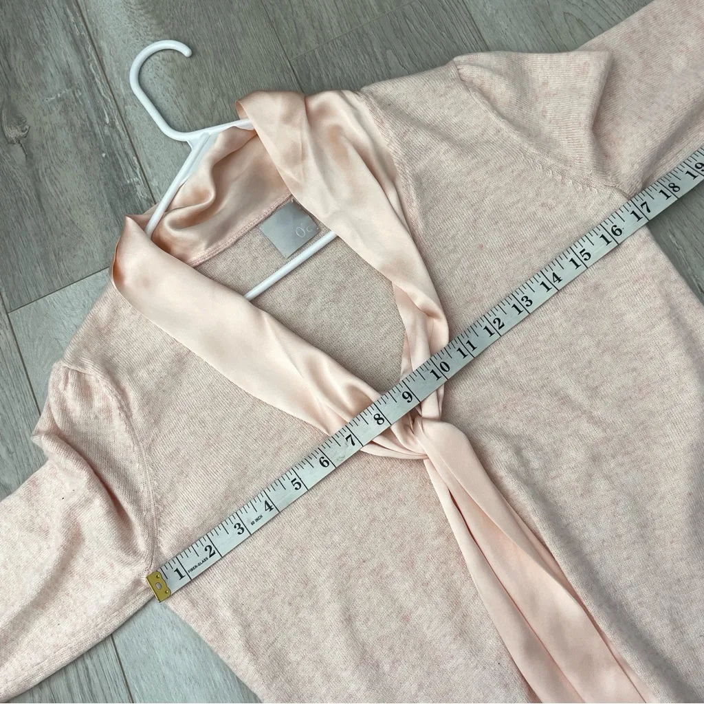 Elegant Tie Sweater long sleeve knit womens Pink (small) classic romantic soft - Image 3