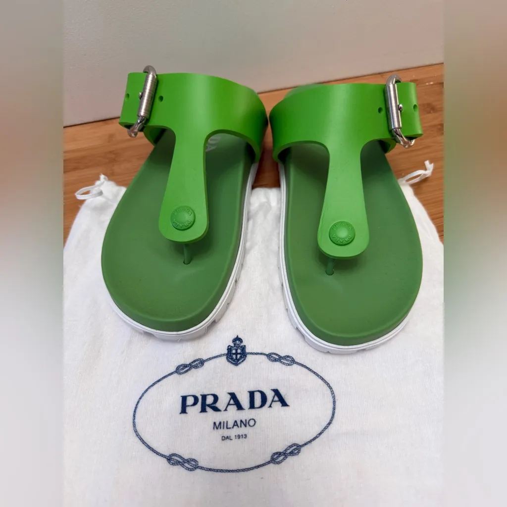 Prada Fussbet Buckle Thong Sandals - Image 2