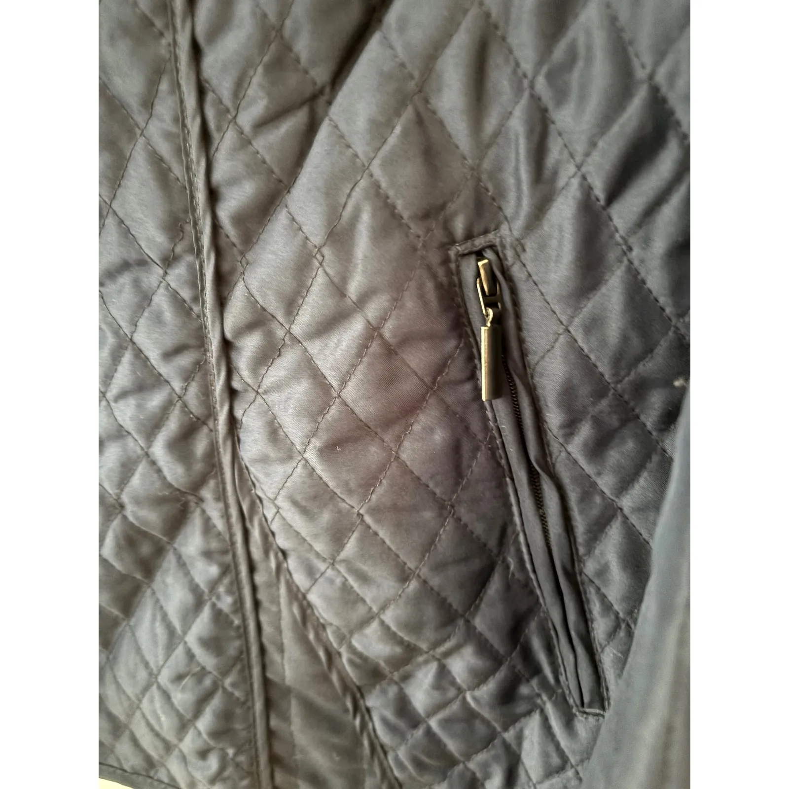 Jane Ashley Quilted Navy Blue Button‎ Up Jacket XL Pockets Full Zip Outerwear - Image 4