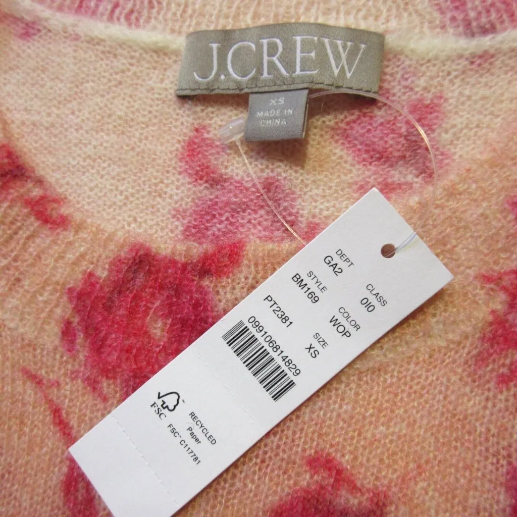 NWT J.Crew Brushed Wool-blend Crewneck Sweater in Pink Lemon Rose Garden XS - Image 2