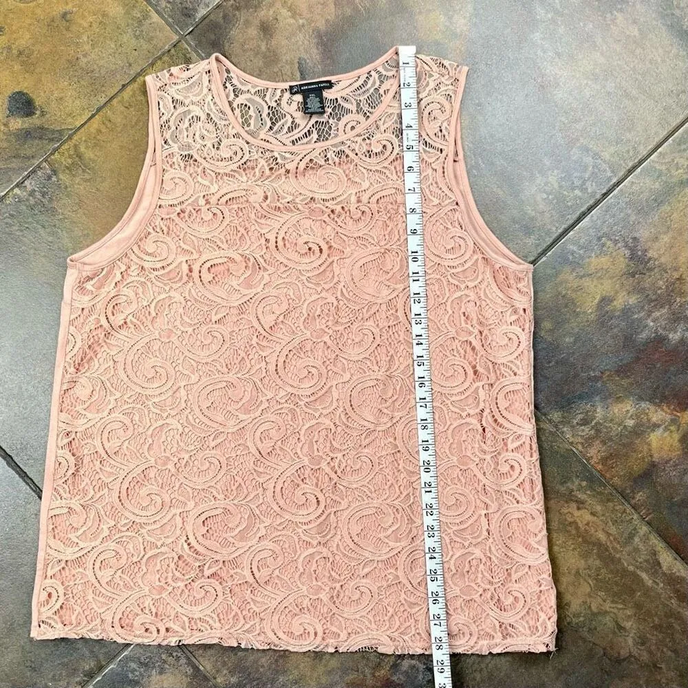 Adrianna Papell Women’s Pink Lace Overlay Career Tank Top XXL - Image 6