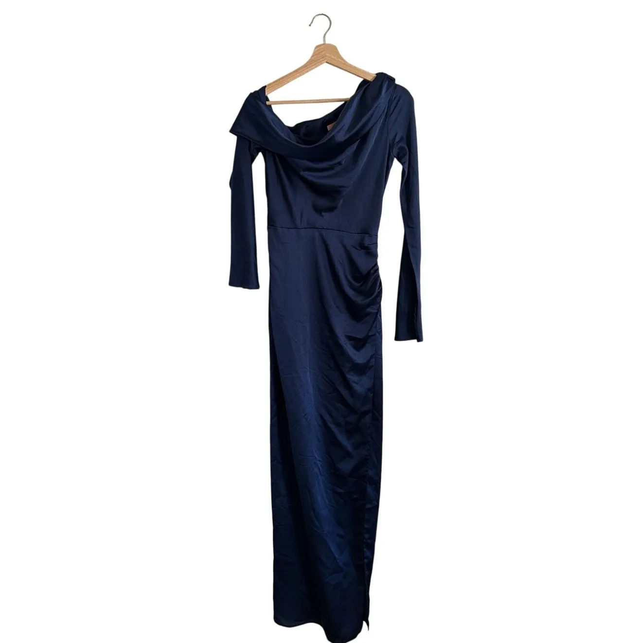 Show Me Your Mumu Jamie Maxi Dress in Midnight Navy Luxe Satin XS - Image 4